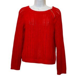 AMERICAN EAGLE Women Sweater Red Y2K Open Weave Medium